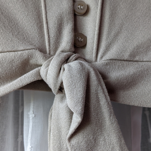 Button up/Tie/Plunged neck, crop top - Picture 3 of 6